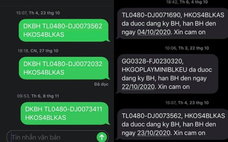 Sử dụng SMS để check thông tin bảo hành